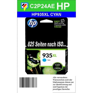 HP935CXL - C2P24AE - cyan - HP Originalpatrone mit 825 Seiten Druckleistung nach ISO für HP Officejet Pro 6230 & 6830