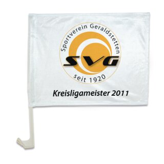 10 x Autoflagge weiß mit Halterung, Größe 400 x 300 mm - 100% Polyester für Sublimationsdruck