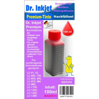 BR56M - Magenta - Dr.Inkjet Premium Nachf&uuml;lltinte f&uuml;r Brother Druckerpatronen von LC-1280 bis LC-01
