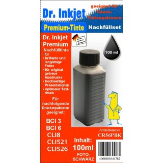 CR56PBK - fotoschwarz - Dr.Inkjet Premium Nachfülltinte in 100ml - 250ml - 500ml - 1000ml Abfüllungen für Canon Druckerpatronen