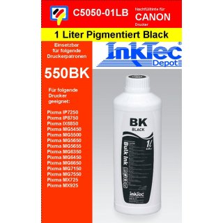 1000ml Pigment Black Inktec Nachfülltinte für den Einsatz in der PGI550 & PGI550XL Druckerpatronen
