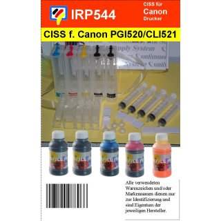 CISS PGI520 + CLI521 CMYK Dauerdrucksystem für Canondrucker
