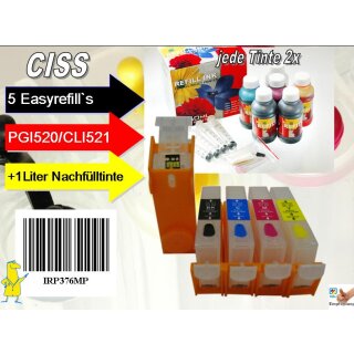 IRP376MP - Megasparpack: CISS Easyrefillpatronen + 1000ml Nachfülltinte
