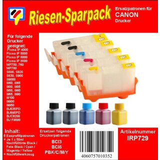 CISS Komplettset für BCI3eBK & BCI6 CMYK - ALLES DRIN - inkl. 250ml Dr.Inkjet Premium Nachfülltinte