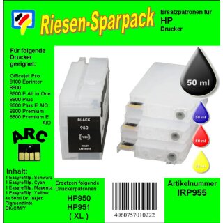 IRP955 - H950/951 CISS/Easyrefillpatronen Starterpack mit 200ml pigmentierter Dr.Inkjet Druckertinte