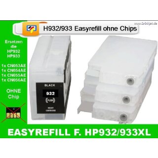 IRP932MP - H932/933 CISS / Easyrefillpatronen Set ohne Chip - es werden die Originalchips benötigt!