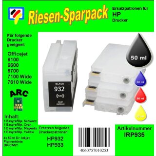 IRP935 - H932/933 CISS / Easyrefillpatronen mit Autoresettchips -  Komplettset inkl. 250ml Tinte