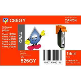 C85 - CLI526GY- grey - TiDis Ersatzdruckerpatrone mit 10ml Inhalt
