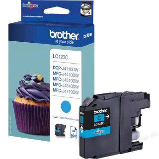 LC123C Brother Original-Druckerpatrone mit 600. Seiten Druckleistung (cyan)