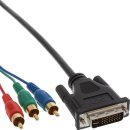 InLine® DVI-I Kabel, 24+5 Stecker 3x Cinch RGB, 1m