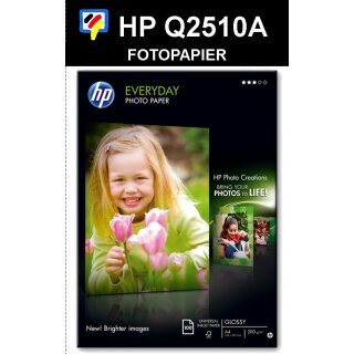 A4 Inkjet Standard Fotopapier. Papiergewicht: 170g / m². Oberfläche: seidenmatt. Packung: 100 Blatt. HP Q2510A 