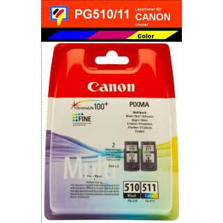 PG510 + CL511 - schwarz + color - Multipack Canon Original Druckerpatronen -2970B010-