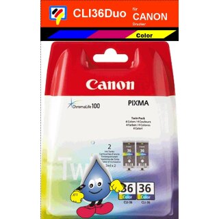 CLI-36 -color- Canon Druckerpatronen Duopack mit 2x 13ml Inhalt -1511B001-