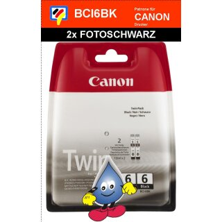 BCI6BKTwinPack -Fotoschwarz- 2x Canon Original Druckerpatrone mit je 13ml Inhalt -4705A046-