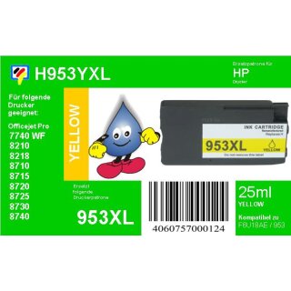 HP953YXL Yellow TiDis Recyclingpatrone mit ca.1600 Seiten Druckleistung - ersetzt F6U18AE