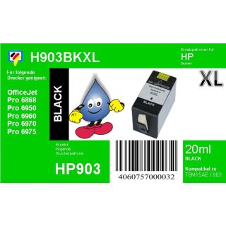 HP903BXL Schwarz TiDis Recyclingpatrone mit ca. 825 Seiten Druckleistung nach Iso - ersetzt T6M15AE