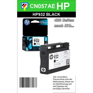 HP932BK - Original CN057AE - schwarz- Druckpatrone mit ca. 400 Seiten Druckleistung nach ISO