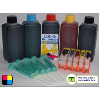 IRP1050-100 - CISS/Easyrefillpatronen Sparpack für PGI5 & CLI8er mit 500ml Dr. Inkjet Druckertinte