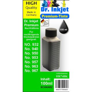 HR74BK - black - Dr.Inkjet Premium Nachf&uuml;lltinte in 100ml - 250ml - 500ml - 1000ml Abf&uuml;llungen f&uuml;r Ihren HP Drucker