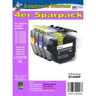 LC3219XL - Multipack - TiDis Ersatzdruckerpatronen mit je 1x B/C/M/Y im XL Format