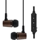 InLine® BT woodin-ear, Headset mit Kabelmikrofon und Funktionstaste, Walnuss Echtholz, Bluetooth 4.1