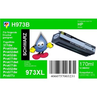 HP973X Schwarze TiDis Ersatzpatrone mit hoher Reichweite für HP PageWide - 10.000 Seiten Druckleistung - ersetzt L0S07AE