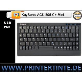 KeySonic® ACK-595 C+ Mini Tastatur schwarz USB/PS2