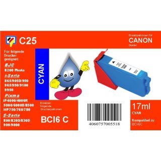 C25 - TiDis Ersatzkombipatrone mit 17ml Inhalt - BCI6C/BCI3C - cyan -