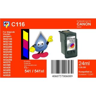 C116 - TiDis Ersatzdruckerpatrone mit 24ml Inhalt - CL541 XL - color -