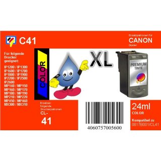 C41 - TiDis Ersatzdruckerpatrone mit 24ml Inhalt - CL41 / CL51  - color -