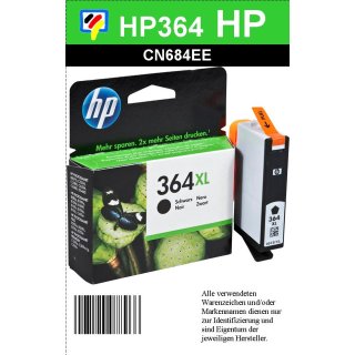 HP364BKXL - Original CN684EE - schwarz - Druckpatrone mit 12ml Inhalt und ca. 550 Seiten Druckleistung nach Iso