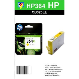 HP364YXL - Original CB325EE - gelb - Druckpatrone mit 6ml Inhalt und ca. 750 Seiten Druckleistung nach Iso