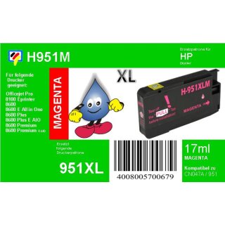 HP951M - TiDis Ersatzpatrone - magenta - mit 17ml Inhalt ersetzt CN047A/HP951MXL