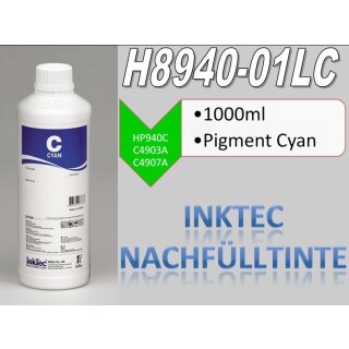 Inktec Nachfülltinte 1000ml Pigmentiert cyan für HP711 / HP933 / HP940 / HP951 / HP953