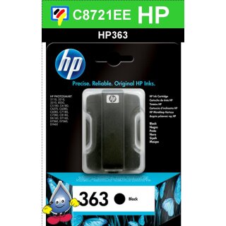 HP363BK - Original C8721EE - schwarz -Druckpatrone mit 6ml Inhalt zum Superangebot 