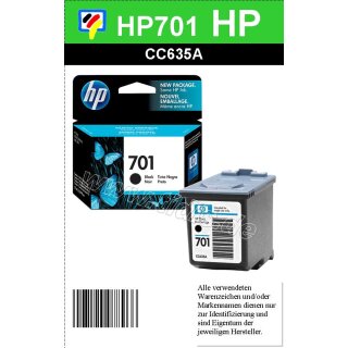 HP701BK - Original CC635AE - schwarz- Tintenpatrone mit 6ml Inhalt zum Superangebot