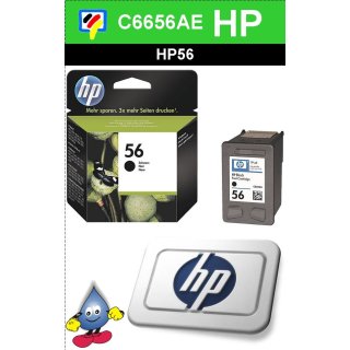 HP56BK - Original C6656AE-schwarz-Druckpatrone mit 19ml Inhalt und ca. 450 Seiten Druckleistung nach Iso