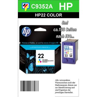 HP22 - Original C9352AE-color-Druckpatrone mit 5ml Inhalt zum Superangebot