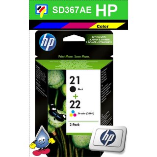 HP21BK/HP22CO - Original SD367AE-schwarz,color-Druckpatrone mit 1x schwarz + 1x color zum Superangebot 