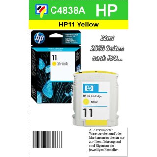 HP11Y - Original C4838AE-gelb-Druckpatrone mit 28ml Inhalt zum Superangebot 